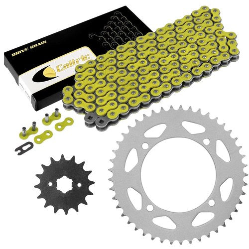 Drive Chain & Sprockets Kit For Yamaha XV250 V-Star 250 2008-2016 Yellow