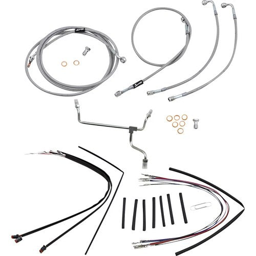 Burly Brand Complete Stainless Braided Handlebar Cable/Brake Line Kit | B30-1156