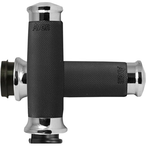 Avon Custom Contour Grips for H-D Motorcycles w/Fly-By-Wire Throttle (Chrome)