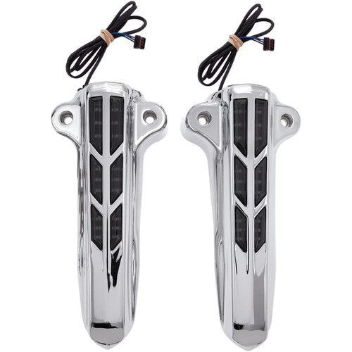 Ciro Forkini Lower Fork Leg Covers (Chrome w/ Amber LED Run/Turn Lights) 43001