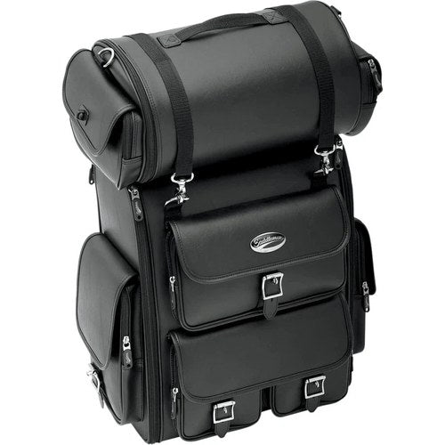 Saddlemen Drifter EX2200 Sissy Bar Bag with Roll Bag (Black/Chrome) 3515-0096