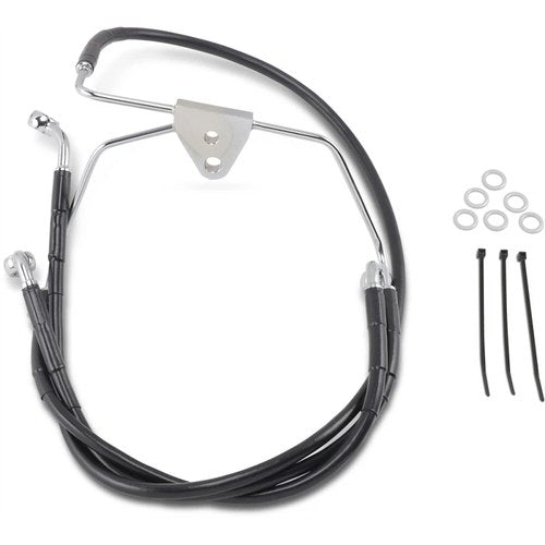 Drag Specialties +8" Brake Line - Front - Black Vinyl - Flh 96-07 | 660411-8BLK