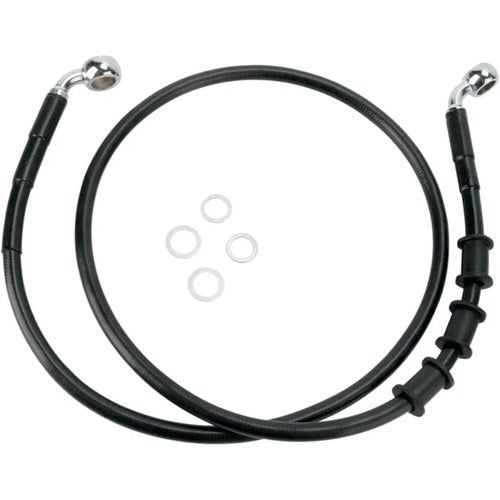Drag Specialties +6" Brake Line - Front - Black Vinyl - FLSTN08-14 | 680219-6BLK