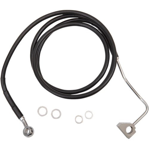 Drag Specialties +4" Brake Line Front Black Vinyl 14-17FL W/ABS | 614220-4BLK