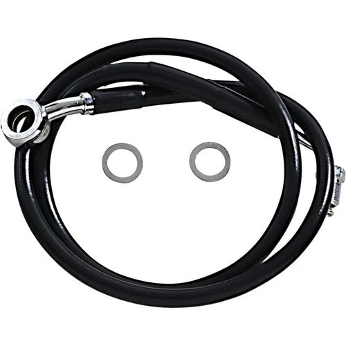 Drag Specialties Brake Line - 18- Softail - Black +10" | 618631-10BLK