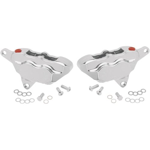 Hawg Halters 4-Piston Front Brake Caliper - Chrome - Dual Disc | FKDDCC550