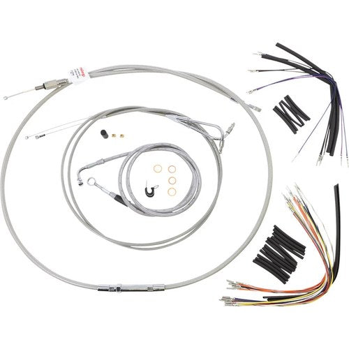 Burly Brand Complete Stainless Braided Handlebar Cable/Brake Line Kit | B30-1049
