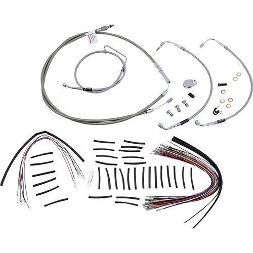 Burly Brand Complete Stainless Braided Handlebar Cable/Brake Line Kit | B30-1105