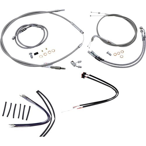 Burly Brand Complete Stainless Braided Handlebar Cable/Brake Line Kit | B30-1127