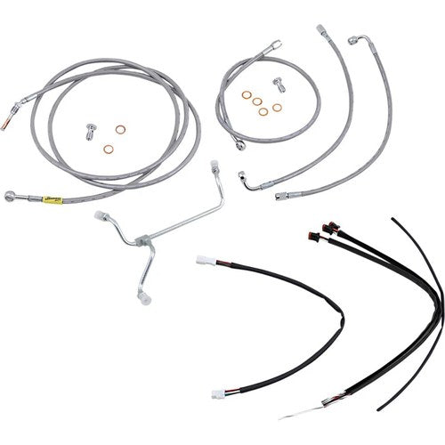 Burly Brand Complete Stainless Braided Handlebar Cable/Brake Line Kit | B30-1239