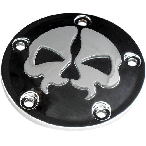 Drag Specialties Point Cover Split Skull - Black - 5 Hole | 78040BB2