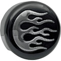 Drag Specialties Horn Cover - Black with Chrome Flame | 76705FB4