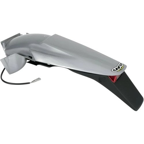 UFO Enduro Rear Fender with Light - Silver/Black | KT03043340