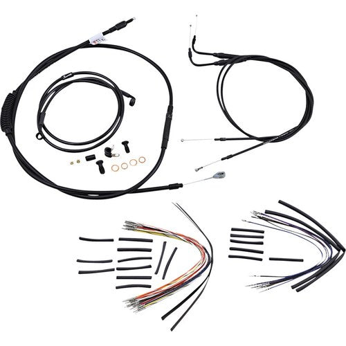 Burly Brand Complete Black Vinyl Handlebar Cable/Brake Line Kit | B30-1017