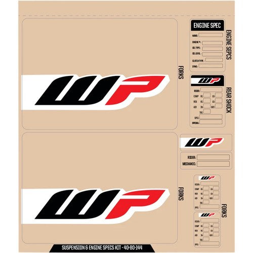 D'Cor Visuals Suspension WP Decal Kit, Black/Red/White | 40-80-144