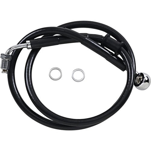 Drag Specialties Brake Line - 18- Softail Black +10" | 618604-10BLK