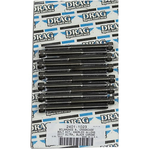 Drag Specialties Bolt Kit M8 Crankcase Black/Chrome Knurled | MK778BK