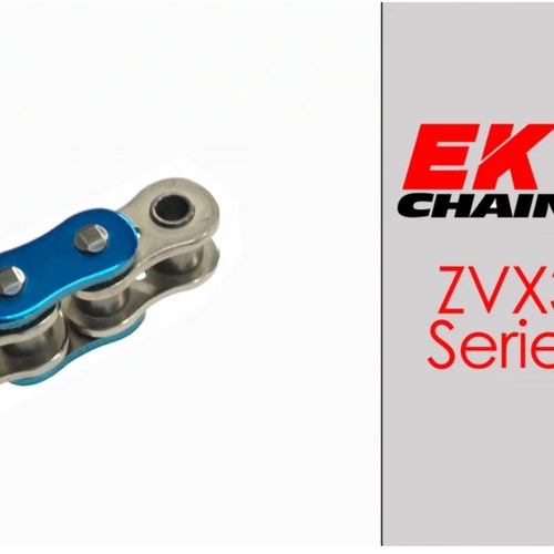 EK ZVX3-530 Motorcycle Chain 120 Links Tensile 11,100 lbs Metallic Blue