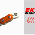 EK ZVX3-520 Motorcycle Chain 120 Links Tensile Strength 9400 lbs Metallic Orange