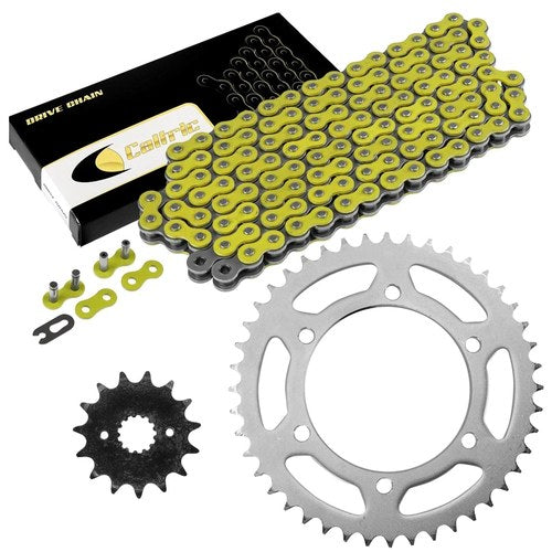 Drive Chain & Sprockets Kit fits Kawasaki KL250 KLR250 1984 1985-2005 / Yellow