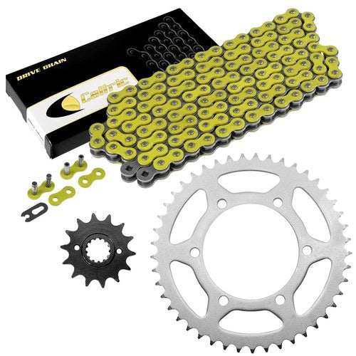 Drive Chain & Sprockets Kit for Kawasaki EX250F Ninja 250R 1988-2007 Yellow