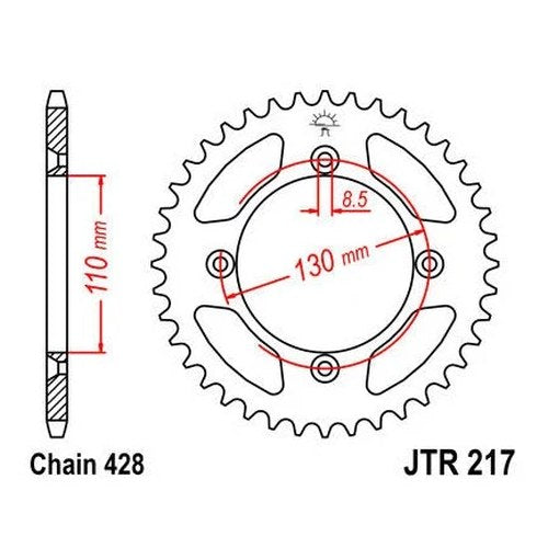 JT Steel Rear Sprocket 428 50T fits Honda CR85R 2003-2004