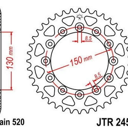 JT Steel Rear Sprocket 520 52T for Yamaha WR250F 2001-2006
