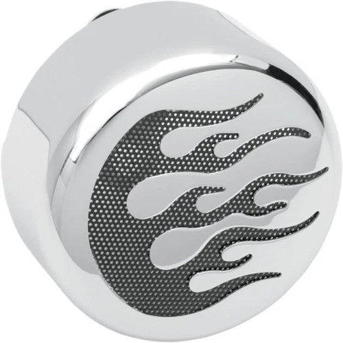 DS Round Horn Cover With Flame Chrome Harley Davidson #144056