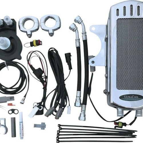UltraCool Frame/Side Mount Oil Cooler Kit Chrome #SMSP-2C Harley Davidson