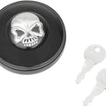 Drag Specialties Screw-In Locking Skull Gas Cap Vented Black/Chrome