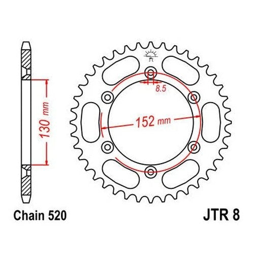JT Steel Rear Sprocket 520 51T BMW G 450 X 2009