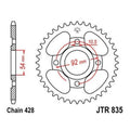 JT Steel Rear Sprocket 428 44T for Yamaha SR185 Exciter 1981-1982