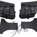 Willie & Max Slant Synthetic Leather Throwover Brass Monkey Saddlebags Black