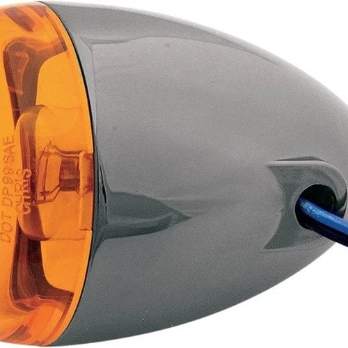 Chris Deuce-Style Turn Signal Black Hollow Stem Mount w/Amber Lens 8501A-BN