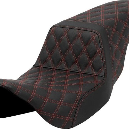 Saddlemen Step-Up LS Seat Red Stitch Black #284765 Harley Davidson
