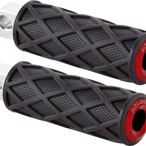 Arlen Ness Male Mount Knurled Diamond Driver Footpegs Red