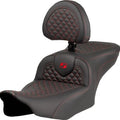 Saddlemen RoadSofa DS Seat With Driver Backrest Red Stitch #823-07-208B4