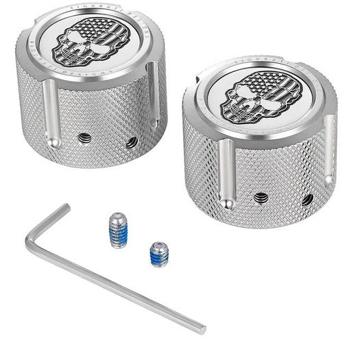 Figurati Designs Front Axle Nut Covers Skull/CC Polished #FD27-FAC-SS