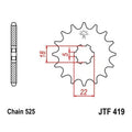 JT Front Sprocket 525 15T #JTF419.15 for Suzuki Apache/Savage/TM-400/DS250