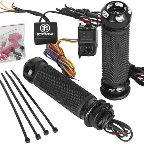 Performance Machine Apex Heated Grips Contrast Cut #0063-2092-BM Harley Davidson