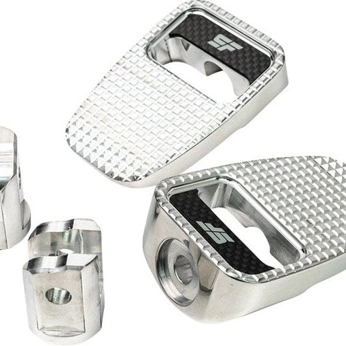 SlyFox Driver Footpegs With Insert Silver #SF-904-01-2 Harley Davidson Softail