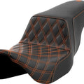 Saddlemen Step-Up LS Seat F. Lattice Orange Stitch Black #284749 Harley Davidson
