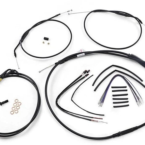 Burly Handlebar Cable/Line Kit for 12" Jail Bar w/o ABS Black #B30-1200