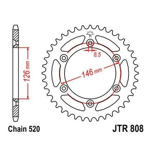 JT Steel Rear Sprocket 520 53T fits Suzuki RM125 1987