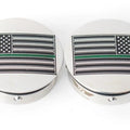 Figurati Designs Swingarm Covers US Flag Green Line Polished #FD72-AFGL-SS