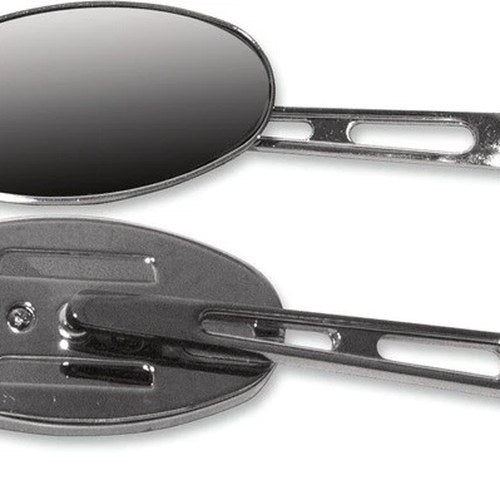 Emgo Billet Mirror Set Oval Short Stem Chrome Universal