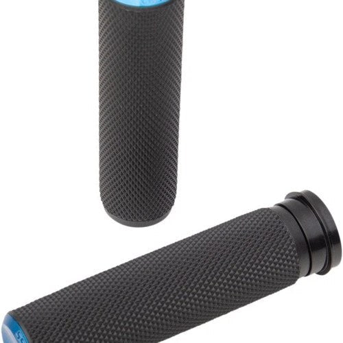 Arlen Ness Knurled Fusion Grips Black/Blue 1" Tbw #07-345 Harley Davidson