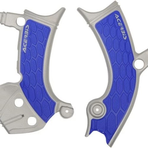 Acerbis X-Grip Frame Guards Silver/Blue for Yamaha YZ450F 2018-2025