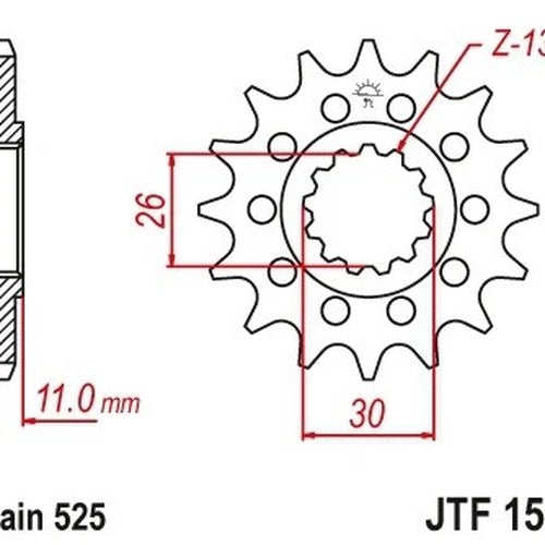 JT Front Sprocket 525 15T #JTF1591.15 for Yamaha FZ-09/FJ-09