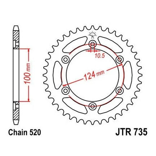 JT Steel Rear Sprocket 520 40T #JTR735.40 Ducati Paso 907 I.E./750 Sport